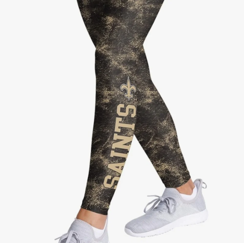 NWT Womens NFL New Orleans NOLA Saints Black & Gold Foco Cloud Leggings Football